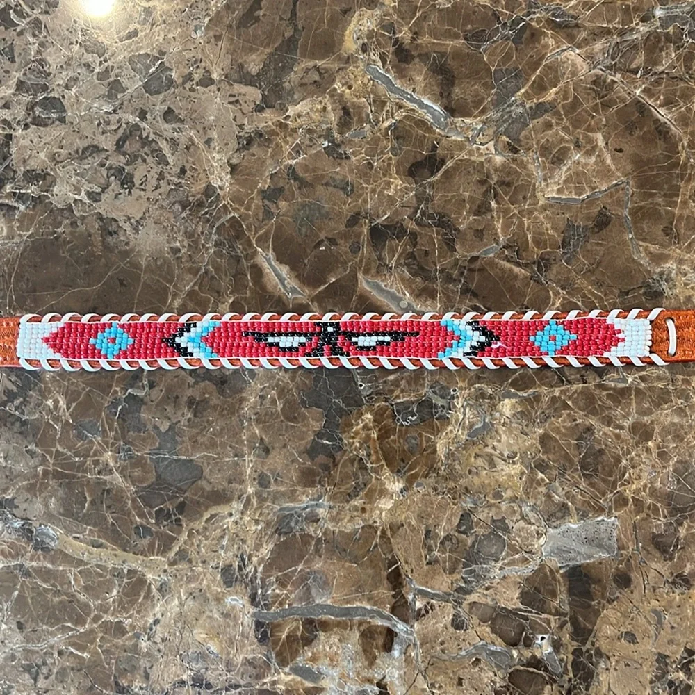 New Beaded Thunderbird Southwest Cowboy Cowgirl Western Leather Belt size 20